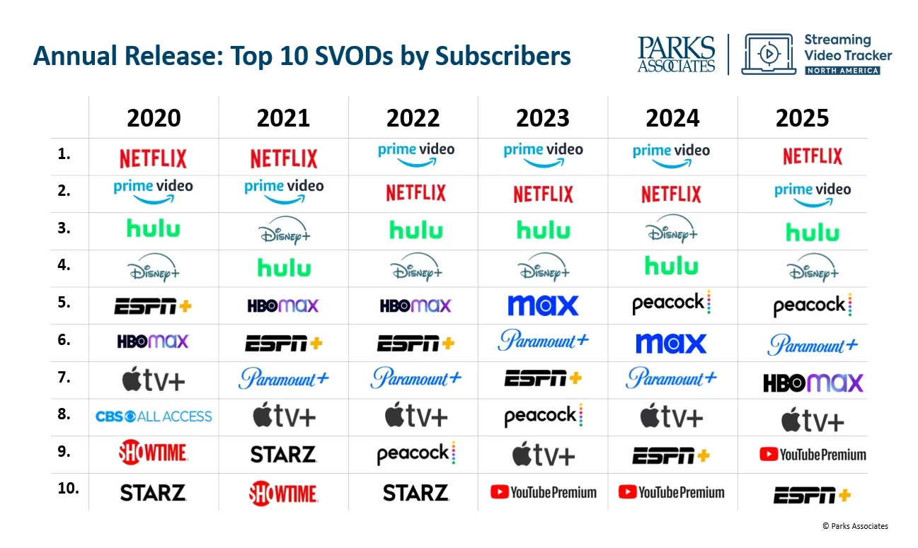 Top 10 Streaming Subscribers list